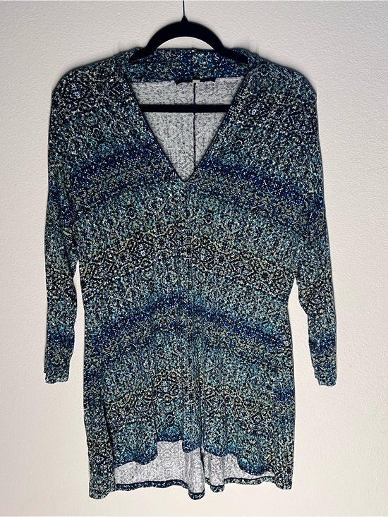 Rose & Olive Tops - Rose & Olive Blue Teal Abstract Geometric High Low Tunic Top 1X